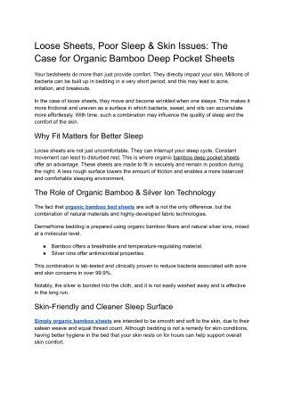 Loose Sheets, Poor Sleep & Skin Issues_ The Case for Organic Bamboo Deep Pocket Sheets