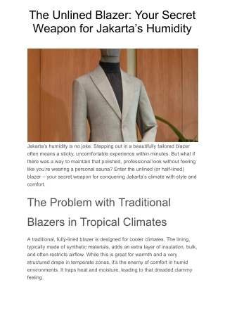 The Unlined Blazer: Your Secret Weapon for Jakarta’s Humidity