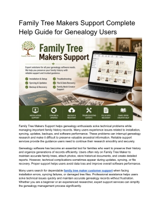 Family Tree Makers Support Complete Help Guide for Genealogy Users