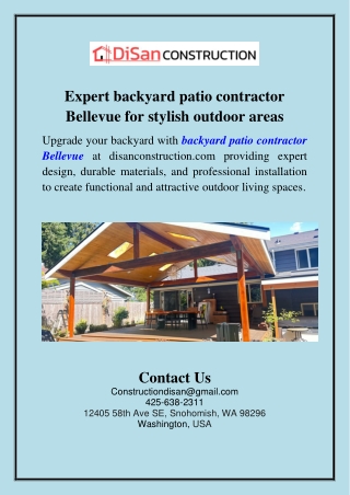 Expert backyard patio contractor Bellevue for stylish outdoor areas