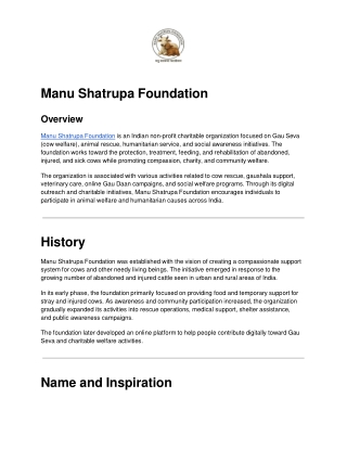 Manu Shatrupa Foundation - Gausuta Anjali Ji