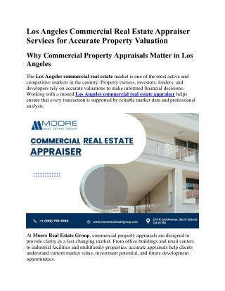 Los Angeles Commercial Real Estate Appraiser Services for Accurate Property Valuation