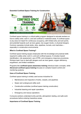 Essential Confined Space Training for Construction