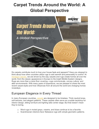 Carpet Trends Around the World: A Global Perspective
