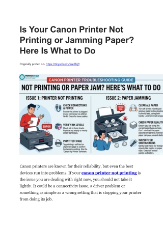 Is Your Canon Printer Not Printing or Jamming Paper