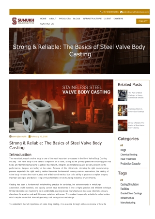 Advanced Steel Casting Solutions by Sumukh Steel Casting