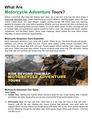 What Are Motorcycle Adventure Tours