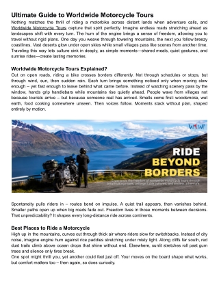 Ultimate Guide to Worldwide Motorcycle Tours