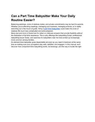 Can a Part Time Babysitter Make Your Daily Routine Easier_