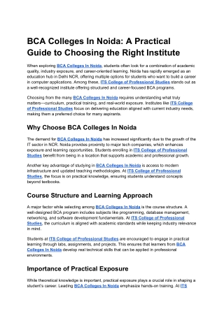 BCA Colleges In Noida