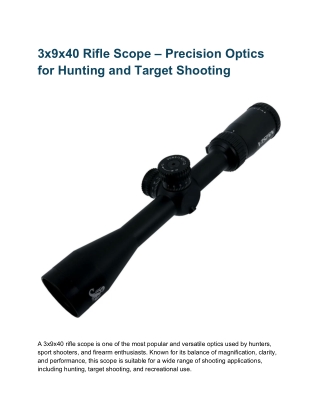 3x9x40 Rifle Scope – Precision Optics for Hunting and Target Shooting
