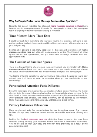 Why Do People Prefer Home Massage Services Over Spa Visits?