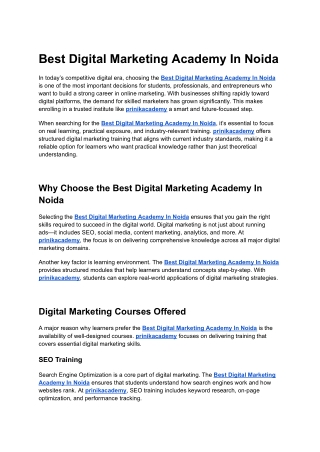 Best Digital Marketing Academy In Noida