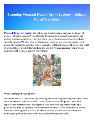 Pressed flower art sydney