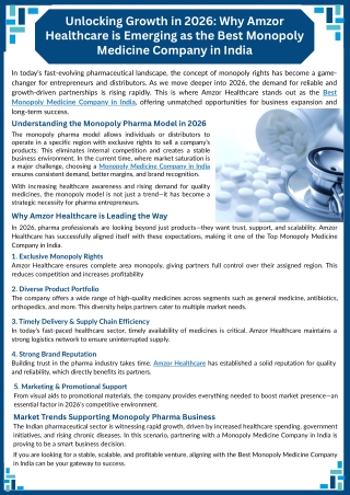 Unlocking Growth in 2026: Why Amzor Healthcare is Emerging as the Best Monopoly