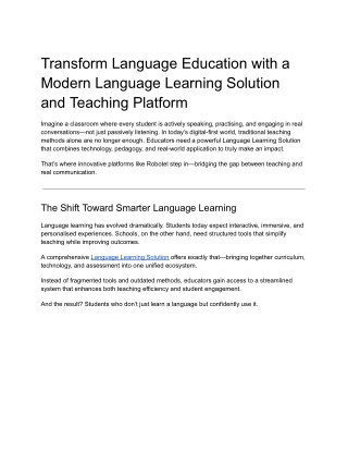 Transform Language Education with a Modern Language Learning Solution and Teaching Platform