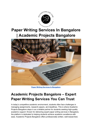 Paper Writing Services In Bangalore | Academic Projects Bangalore