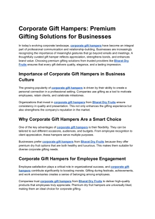 Corporate Gift Hampers Premium Gifting Solutions for Businesses