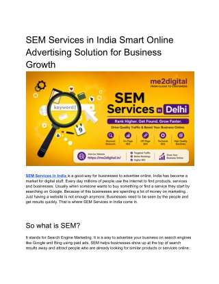 SEM Services in India Smart Online Advertising Solution for Business Growth