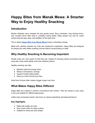 Happy Bites from Manak Mewa_ A Smarter Way to Enjoy Healthy Snacking