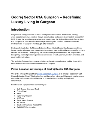 Godrej Sector 63A Gurgaon – Premium Luxury Residences on Golf Course Extension Road