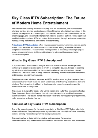 Sky Glass IPTV Subscription_ The Future of Modern Home Entertainment