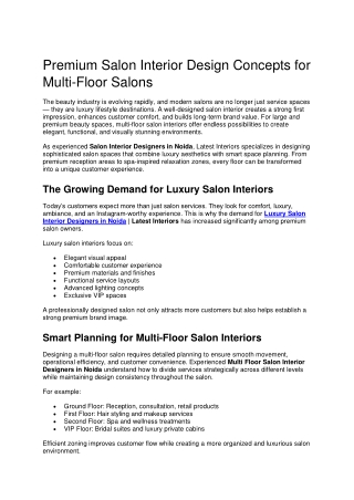 Luxury Salon Interior Designers in Noida