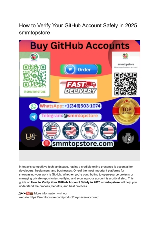 How to Verify Your GitHub Account Safely in 2025 smmtopstore