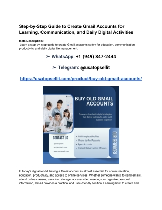 Step-by-Step Guide to Create Gmail Accounts for Learning, Communication, and Daily Digital Activities