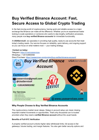 Buy Verified Binance Account_ Fast, Secure Access to Global Crypto Trading