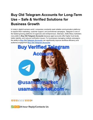 Buy Old Telegram Accounts