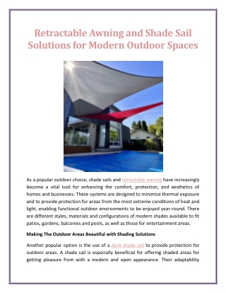 Retractable Awning and Shade Sail Solutions for Modern Outdoor Spaces