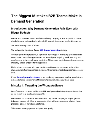 The Biggest Mistakes B2B Teams Make in Demand Generation