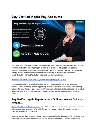 Top Sites Buy Verified Apple Pay Accounts