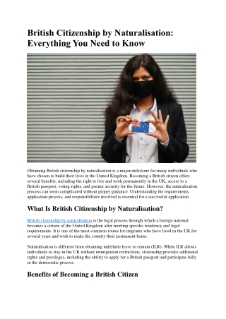 British Citizenship by Naturalisation Everything You Need to Know