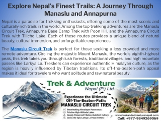 Explore Nepal’s Finest Trails A Journey Through Manaslu and Annapurna
