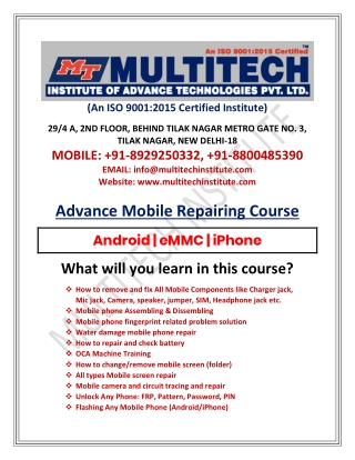 Why Join Multitech Institute For Certified Mobile Repairing Course Training?