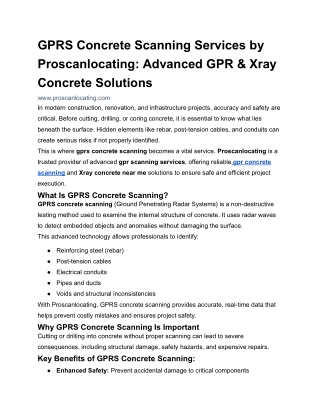 GPRS Concrete Scanning Services by Proscanlocating_ Advanced GPR & Xray Concrete Solutions