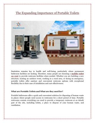 The Expanding Importance of Portable Toilets