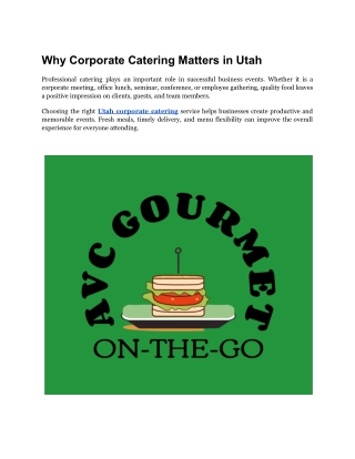 Utah Corporate Catering – Fresh Catering for Business Events & Meetings