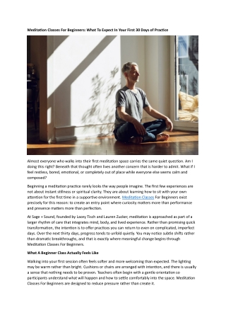 Meditation Classes For Beginners