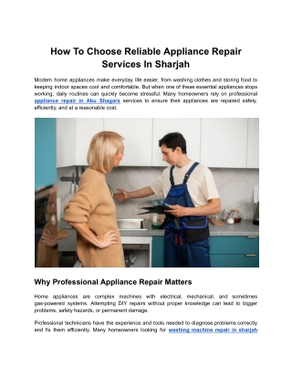 How To Choose Reliable Appliance Repair Services In Sharjah