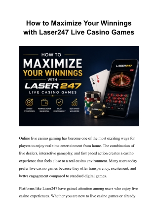 How to Maximize Your Winnings with Laser247 Live Casino Games
