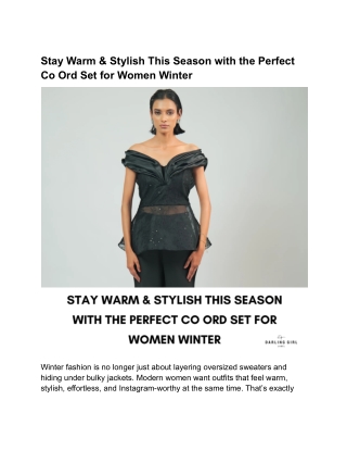 Stay Warm & Stylish This Season with the Perfect Co Ord Set for Women Winter