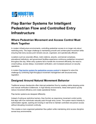 Improving Pedestrian Movement Efficiency with Intelligent Flap Barrier Systems