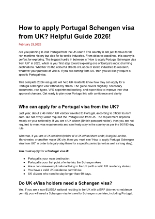 Apply for Portugal Schengen Visa from UK | Complete 2026 Visa Guide
