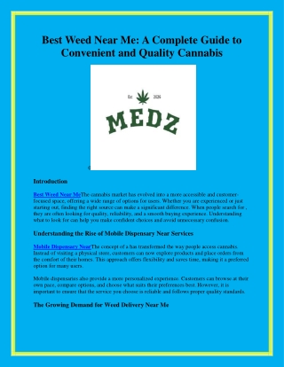 DC Weed Delivery Quick Service | Medz DC
