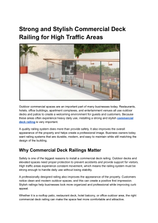Strong and Stylish Commercial Deck Railing for High Traffic Areas