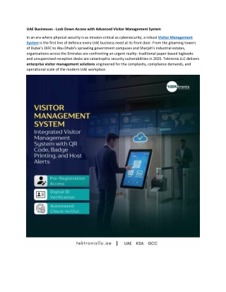 UAE Businesses - Lock Down Access with Advanced Visitor Management System