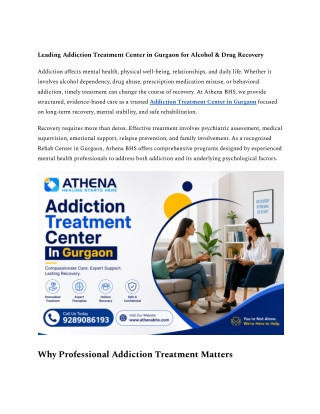 Leading Addiction Treatment Center in Gurgaon for Alcohol & Drug Recovery